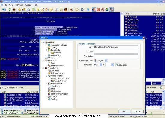 Configurare (Strong) - In aceasta fereastra veti completa toate - Dc++